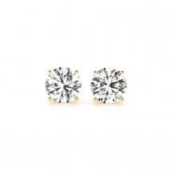 4 cttw Certified IGI Lab Grown Round Diamond Stud Earrings 14k Yellow Gold (G/VS2)