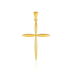14k Yellow Gold Rounded and Pointed Cross Pendant