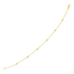 14k Yellow Gold 7 inch Bracelet with Diamond Stations