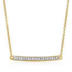 14k Yellow Gold Necklace with Gold and Diamond Bar (1/10 cttw)