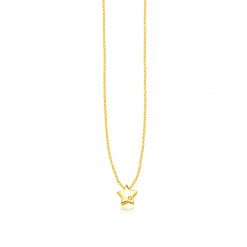 14k Yellow Gold Polished Star Necklace with Diamond