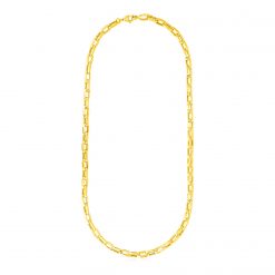 14k Yellow Gold Mens Paperclip Chain Necklace