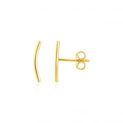 14k Yellow Gold Curve Climber Post Earrings