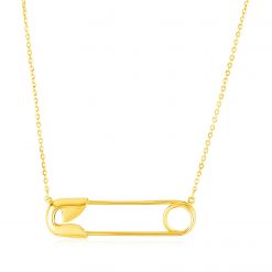 14k Yellow Gold Safety Pin Necklace
