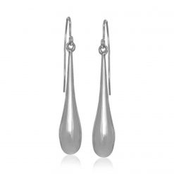 14k White Gold Long Polished Teardrop Dangling Earrings
