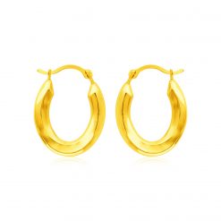 14k Yellow Gold Polished Oval Hoop Earrings