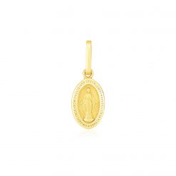 14k Yellow Gold Oval Religious Medal Pendant